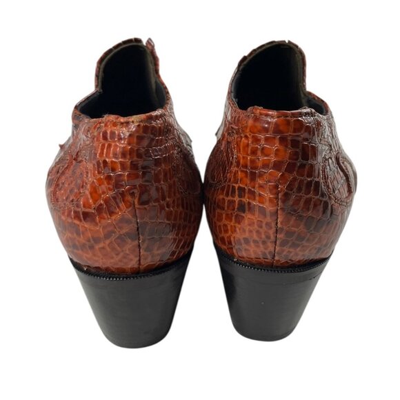 Dingo Embossed Leather Upper Ankle Boots Reptile Print Western Cowgirl Size 7.5 - Picture 9 of 15
